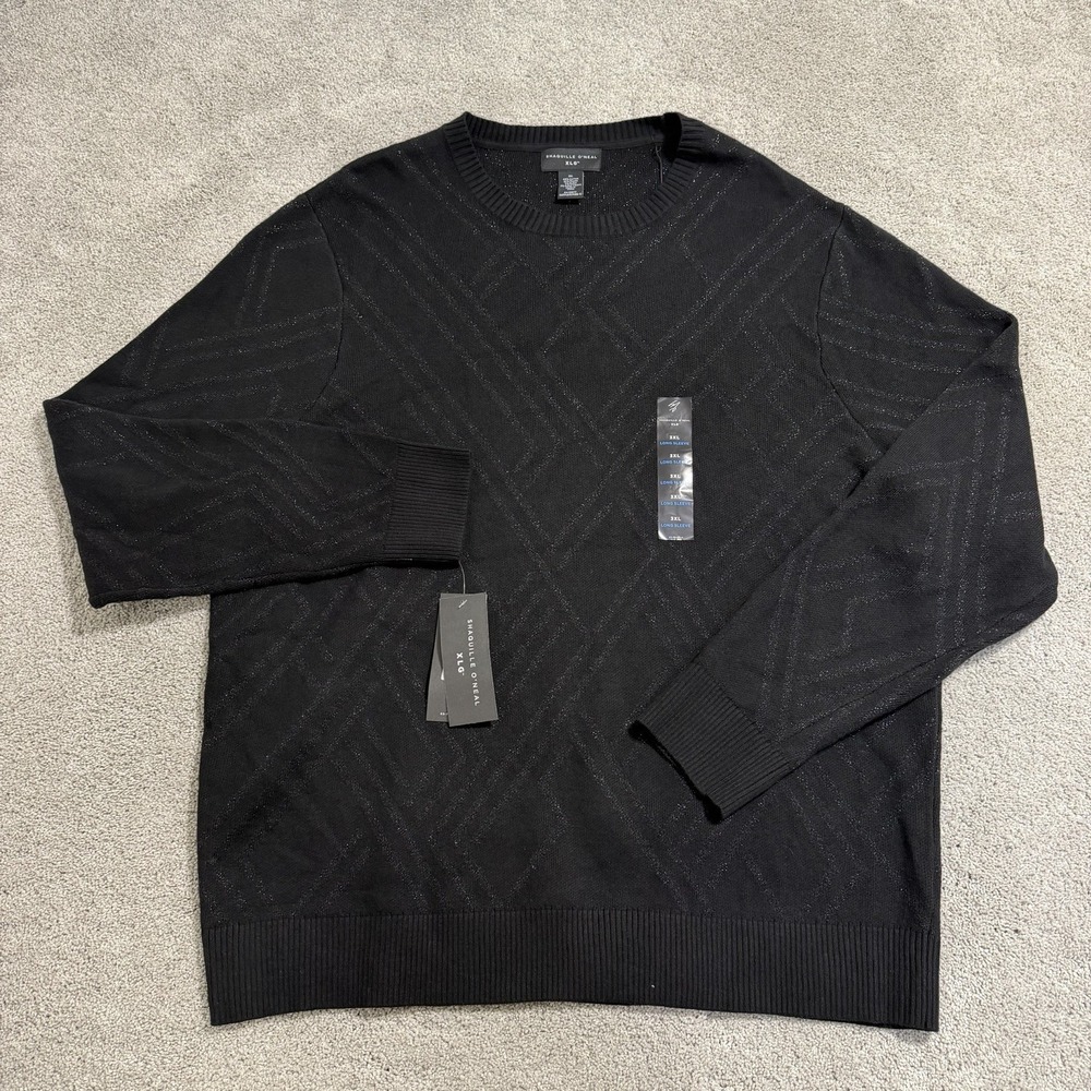 Shaquille O'Neal XLG Sweater Mens 3XL Black/Gunmetal Metallic Pullover Crewneck